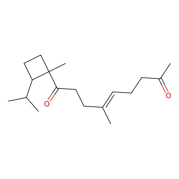 2D Structure of (E)-4-methyl-1-[(1R,2S)-1-methyl-2-propan-2-ylcyclobutyl]non-4-ene-1,8-dione