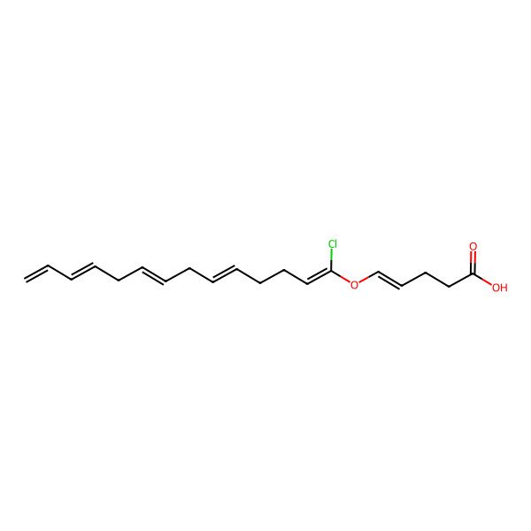 2D Structure of (E)-5-[(1E,5E,8E,11Z)-1-chlorotetradeca-1,5,8,11,13-pentaenoxy]pent-4-enoic acid