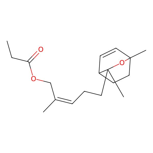 2D Structure of [(E)-5-[(1S,3S,4R)-1,3-dimethyl-2-oxabicyclo[2.2.2]oct-5-en-3-yl]-2-methylpent-2-enyl] propanoate