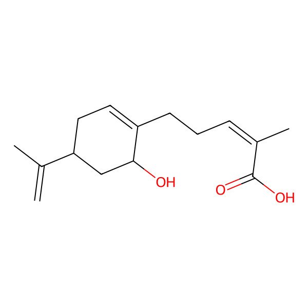 2D Structure of (E)-5-[(4R,6S)-6-hydroxy-4-prop-1-en-2-ylcyclohexen-1-yl]-2-methylpent-2-enoic acid