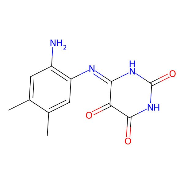 2D Structure of (E)-6-((2-amino-4,5-dimethylphenyl)imino)dihydropyrimidine-2,4,5(3H)-trione