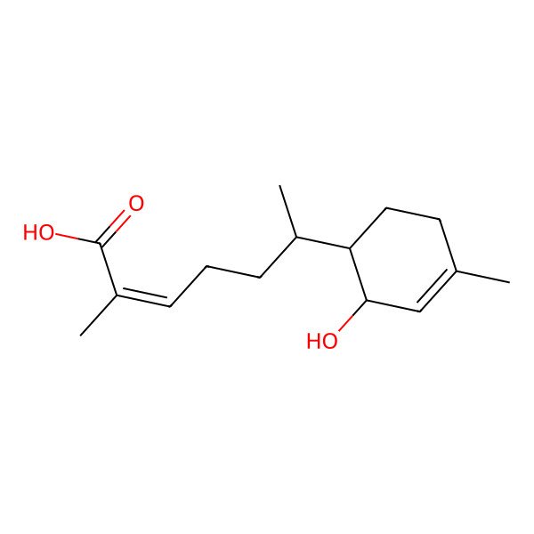 2D Structure of (E)-6-(2-hydroxy-4-methylcyclohex-3-en-1-yl)-2-methylhept-2-enoic acid