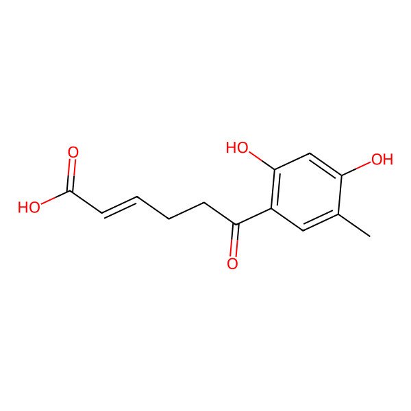 2D Structure of (E)-6-(2,4-dihydroxyl-5-methylphenyl)-6-oxo-2-hexenoic acid