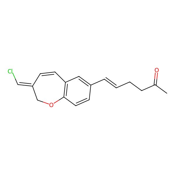 2D Structure of (E)-6-[(3E)-3-(chloromethylidene)-1-benzoxepin-7-yl]hex-5-en-2-one