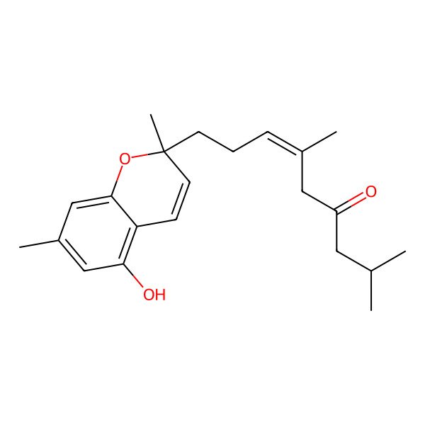 2D Structure of (E)-9-[(2S)-5-hydroxy-2,7-dimethylchromen-2-yl]-2,6-dimethylnon-6-en-4-one