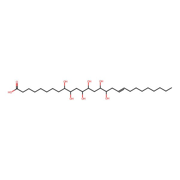 2D Structure of (E)-9,10,12,13,15,16-hexahydroxyheptacos-18-enoic acid