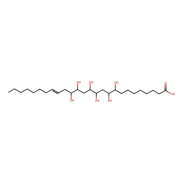 2D Structure of (E)-9,10,12,13,15,16-hexahydroxyhexacos-18-enoic acid