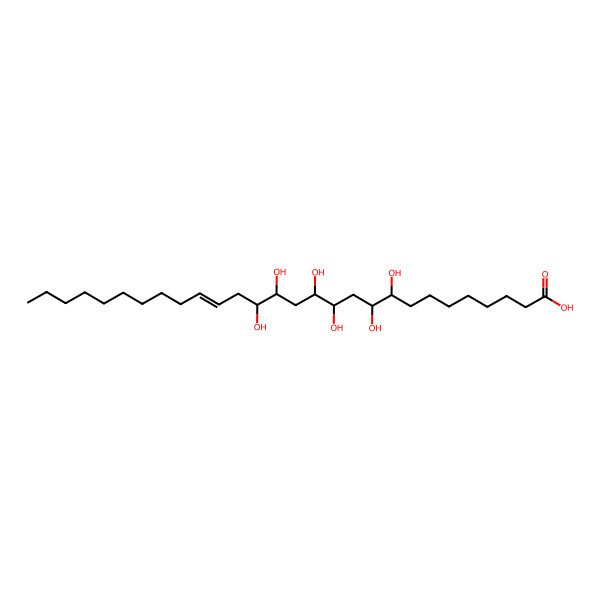 2D Structure of (E)-9,10,12,13,15,16-hexahydroxyoctacos-18-enoic acid