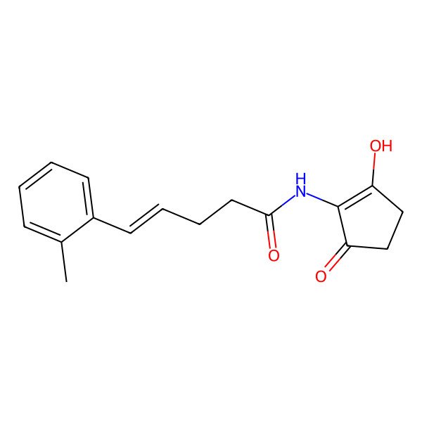 2D Structure of (E)-N-(2-hydroxy-5-oxocyclopenten-1-yl)-5-(2-methylphenyl)pent-4-enamide