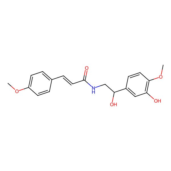 2D Structure of (E)-N-[(2S)-2-hydroxy-2-(3-hydroxy-4-methoxyphenyl)ethyl]-3-(4-methoxyphenyl)prop-2-enamide
