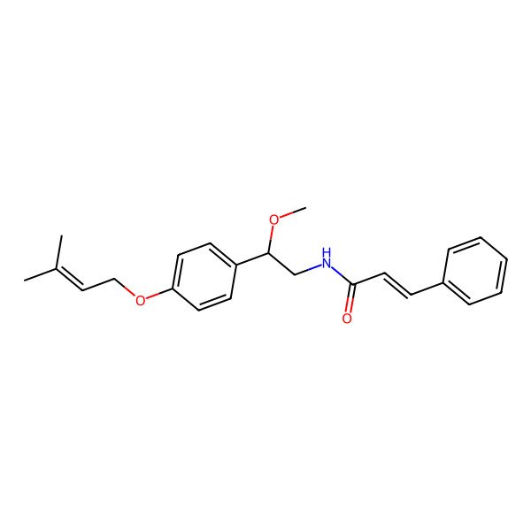 2D Structure of (E)-N-[(2S)-2-methoxy-2-[4-(3-methylbut-2-enoxy)phenyl]ethyl]-3-phenylprop-2-enamide