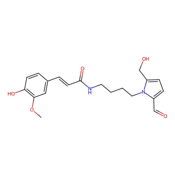 2D Structure of (E)-N-[4-[2-formyl-5-(hydroxymethyl)pyrrol-1-yl]butyl]-3-(4-hydroxy-3-methoxyphenyl)prop-2-enamide