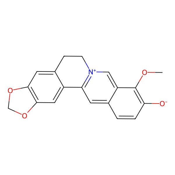 2D Structure of 16-Methoxy-5,7-dioxa-13-azoniapentacyclo[11.8.0.02,10.04,8.015,20]henicosa-1(13),2,4(8),9,14,16,18,20-octaen-17-olate