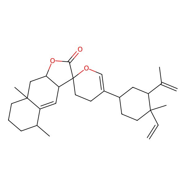 2D Structure of 5-(4-ethenyl-4-methyl-3-prop-1-en-2-ylcyclohexyl)-5',8'a-dimethylspiro[3,4-dihydropyran-2,3'-5,6,7,8,9,9a-hexahydro-3aH-benzo[f][1]benzofuran]-2'-one