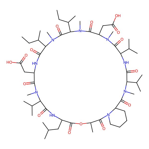 2D Structure of cyclo[DL-Asp-DL-N(Me)Val-DL-Leu-DL-OAla-DL-Pip-DL-N(Me)Val-DL-Val-DL-N(Me)Asp-DL-N(Me)xiIle-DL-N(Me)xiIle]