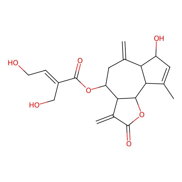 2D Structure of (7-hydroxy-9-methyl-3,6-dimethylidene-2-oxo-4,5,6a,7,9a,9b-hexahydro-3aH-azuleno[4,5-b]furan-4-yl) 4-hydroxy-2-(hydroxymethyl)but-2-enoate