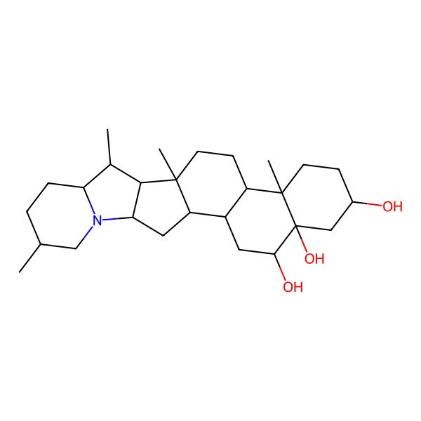 2D Structure of (1S,2S,4R,5R,7S,10R,11S,14S,15R,16S,17R,20S,23S)-10,14,16,20-tetramethyl-22-azahexacyclo[12.10.0.02,11.05,10.015,23.017,22]tetracosane-4,5,7-triol