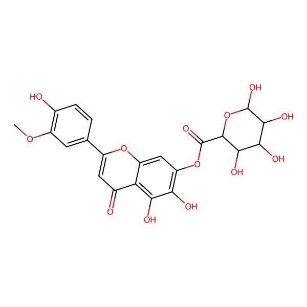 2D Structure of [5,6-dihydroxy-2-(4-hydroxy-3-methoxyphenyl)-4-oxochromen-7-yl] (2S,3S,4S,5R,6S)-3,4,5,6-tetrahydroxyoxane-2-carboxylate