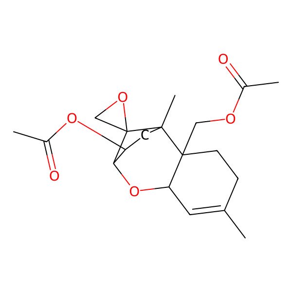 2D Structure of [(1R,2R,10R)-10-acetyloxy-1,5-dimethylspiro[8-oxatricyclo[7.2.1.02,7]dodec-5-ene-12,2'-oxirane]-2-yl]methyl acetate