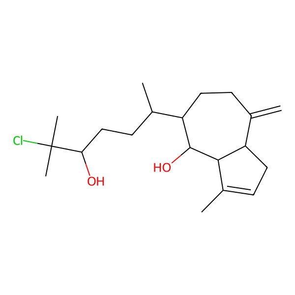 2D Structure of (3aR,4S,5R,8aS)-5-[(2S,5R)-6-chloro-5-hydroxy-6-methylheptan-2-yl]-3-methyl-8-methylidene-3a,4,5,6,7,8a-hexahydro-1H-azulen-4-ol