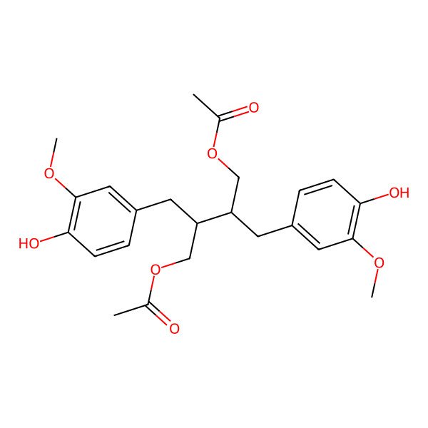 2D Structure of [3-(Acetyloxymethyl)-4-(4-hydroxy-3-methoxyphenyl)-2-[(4-hydroxy-3-methoxyphenyl)methyl]butyl] acetate