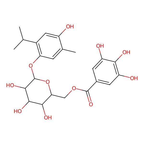 2D Structure of [3,4,5-Trihydroxy-6-(4-hydroxy-5-methyl-2-propan-2-ylphenoxy)oxan-2-yl]methyl 3,4,5-trihydroxybenzoate
