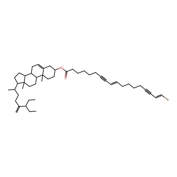 2D Structure of [(3R,8S,9S,10R,13R,14S,17R)-17-[(2R)-6-ethyl-5-methylideneoctan-2-yl]-10,13-dimethyl-2,3,4,7,8,9,11,12,14,15,16,17-dodecahydro-1H-cyclopenta[a]phenanthren-3-yl] (9E,17E)-18-bromooctadeca-9,17-dien-7,15-diynoate