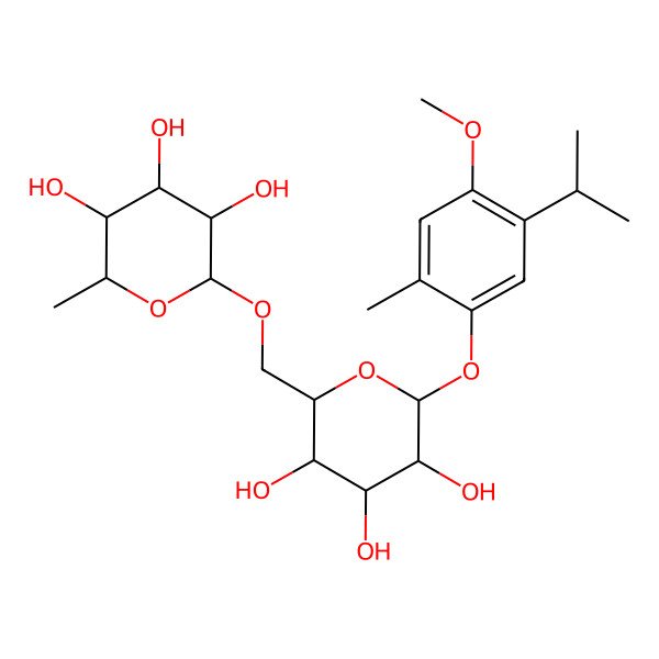 2D Structure of 2-Methyl-6-[[3,4,5-trihydroxy-6-(4-methoxy-2-methyl-5-propan-2-ylphenoxy)oxan-2-yl]methoxy]oxane-3,4,5-triol