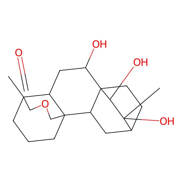 2D Structure of (1R,2R,4S,5R,6R,7R,8R,10R,11R)-5,6,8-trihydroxy-5,11-dimethyl-13-oxapentacyclo[9.3.3.24,7.01,10.02,7]nonadecan-12-one