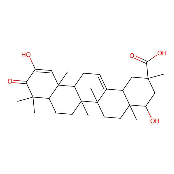 2D Structure of 4,11-dihydroxy-2,4a,6a,6b,9,9,12a-heptamethyl-10-oxo-3,4,5,6,6a,7,8,8a,13,14b-decahydro-1H-picene-2-carboxylic acid 2D Structure of 4,11-dihydroxy-2,4a,6a,6b,9,9,12a-heptamethyl-10-oxo-3,4,5,6,6a,7,8,8a,13,14b-decahydro-1H-picene-2-carboxylic acid