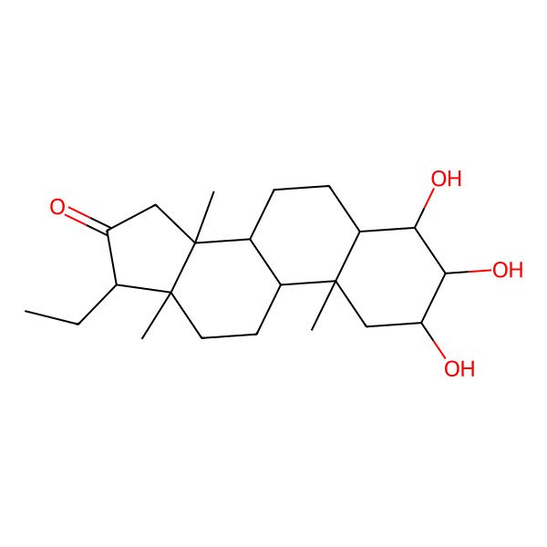 2D Structure of (2S,3S,4R,5S,8R,9S,10R,13R,14S,17R)-17-ethyl-2,3,4-trihydroxy-10,13,14-trimethyl-2,3,4,5,6,7,8,9,11,12,15,17-dodecahydro-1H-cyclopenta[a]phenanthren-16-one