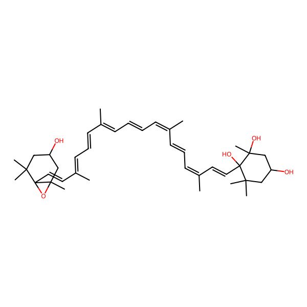 2D Structure of (1R,2R,4S)-1-[(1E,3E,5E,7E,9E,11E,13E,15Z,17E)-18-[(1S,4S,6R)-4-hydroxy-2,2,6-trimethyl-7-oxabicyclo[4.1.0]heptan-1-yl]-3,7,12,16-tetramethyloctadeca-1,3,5,7,9,11,13,15,17-nonaenyl]-2,6,6-trimethylcyclohexane-1,2,4-triol