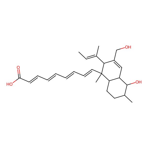 2D Structure of 9-[2-but-2-en-2-yl-5-hydroxy-3-(hydroxymethyl)-1,6-dimethyl-4a,5,6,7,8,8a-hexahydro-2H-naphthalen-1-yl]nona-2,4,6,8-tetraenoic acid