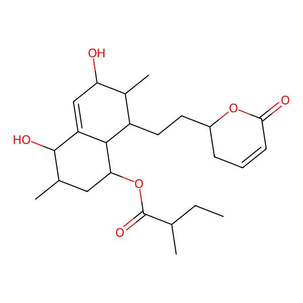 2D Structure of [4,6-Dihydroxy-3,7-dimethyl-8-[2-(6-oxo-2,3-dihydropyran-2-yl)ethyl]-1,2,3,4,6,7,8,8a-octahydronaphthalen-1-yl] 2-methylbutanoate