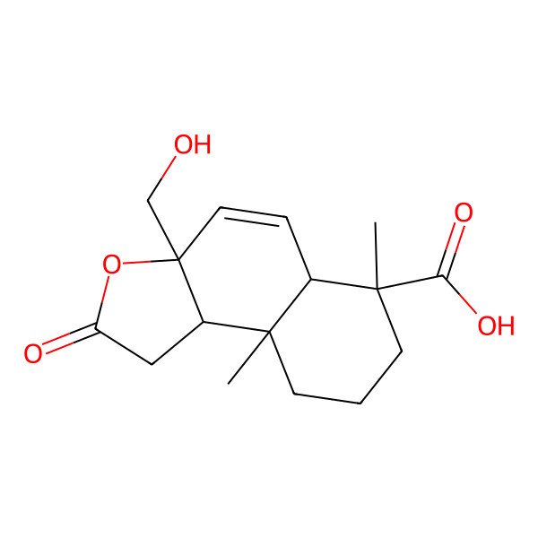 2D Structure of 3a-(Hydroxymethyl)-6,9a-dimethyl-2-oxo-1,5a,7,8,9,9b-hexahydrobenzo[e][1]benzofuran-6-carboxylic acid