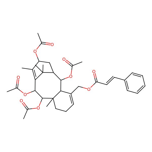2D Structure of [(1R,2R,3R,8R,9R,10R,13S)-2,9,10,13-tetraacetyloxy-8,12,15,15-tetramethyl-4-tricyclo[9.3.1.03,8]pentadeca-4,11-dienyl]methyl (E)-3-phenylprop-2-enoate
