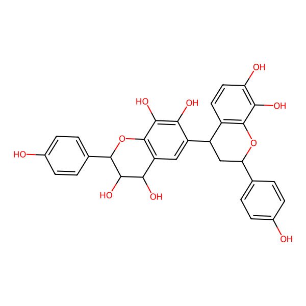 2D Structure of 6-[7,8-dihydroxy-2-(4-hydroxyphenyl)-3,4-dihydro-2H-chromen-4-yl]-2-(4-hydroxyphenyl)-3,4-dihydro-2H-chromene-3,4,7,8-tetrol