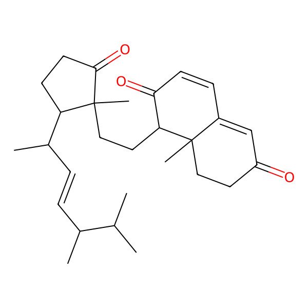 2D Structure of 1-[2-[2-(5,6-dimethylhept-3-en-2-yl)-1-methyl-5-oxocyclopentyl]ethyl]-8a-methyl-7,8-dihydro-1H-naphthalene-2,6-dione