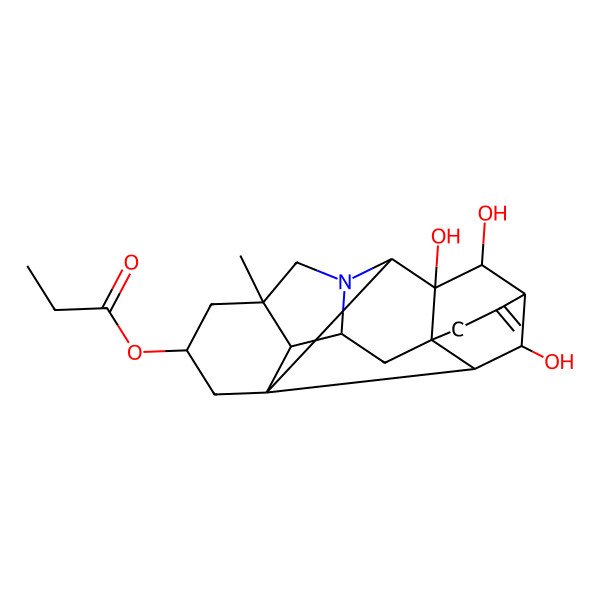 2D Structure of (9,10,19-Trihydroxy-5-methyl-12-methylidene-7-azaheptacyclo[9.6.2.01,8.05,17.07,16.09,14.014,18]nonadecan-3-yl) propanoate
