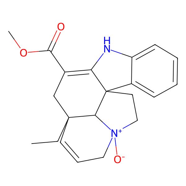 2D Structure of methyl (1S,12S,19R)-12-ethyl-16-oxido-8-aza-16-azoniapentacyclo[10.6.1.01,9.02,7.016,19]nonadeca-2,4,6,9,13-pentaene-10-carboxylate