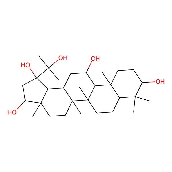 2D Structure of (1S,3R,3aR,5aR,5bR,7aR,9S,11aS,11bR,12R,13aR,13bR)-1-(2-hydroxypropan-2-yl)-3a,5a,5b,8,8,11a-hexamethyl-3,4,5,6,7,7a,9,10,11,11b,12,13,13a,13b-tetradecahydro-2H-cyclopenta[a]chrysene-1,3,9,12-tetrol
