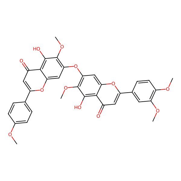2D Structure of 7-[2-(3,4-Dimethoxyphenyl)-5-hydroxy-6-methoxy-4-oxochromen-7-yl]oxy-5-hydroxy-6-methoxy-2-(4-methoxyphenyl)chromen-4-one