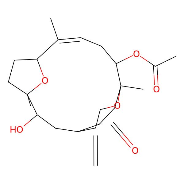 2D Structure of [(1S,3S,4S,7R,8Z,11R,12S)-3-hydroxy-4,8,12-trimethyl-15-methylidene-14-oxo-13,18-dioxatricyclo[10.3.2.14,7]octadec-8-en-11-yl] acetate
