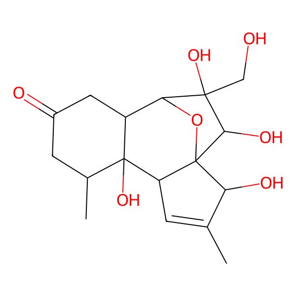 2D Structure of (1R,2S,5S,6R,7R,11R,12R,13R,14R)-2,6,13,14-tetrahydroxy-13-(hydroxymethyl)-3,7-dimethyl-15-oxatetracyclo[10.2.1.01,5.06,11]pentadec-3-en-9-one