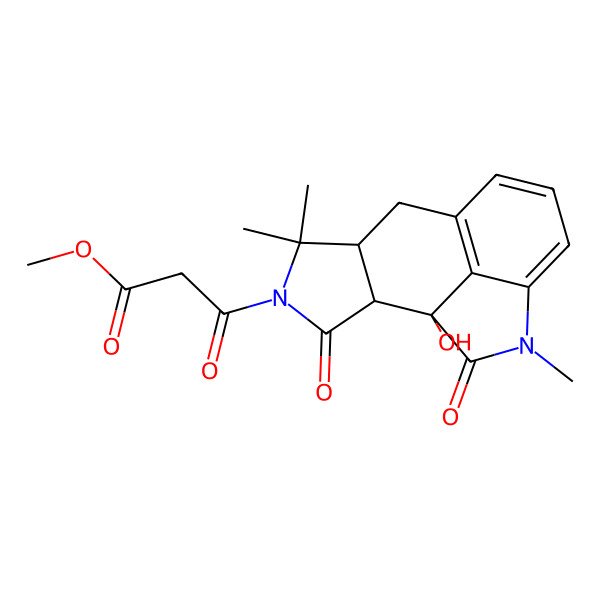 2D Structure of Methyl 3-(1-hydroxy-5,5,13-trimethyl-3,14-dioxo-4,13-diazatetracyclo[6.6.1.02,6.012,15]pentadeca-8(15),9,11-trien-4-yl)-3-oxopropanoate
