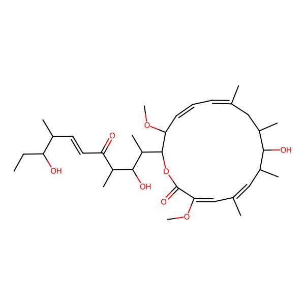 2D Structure of 16-(3,9-Dihydroxy-4,8-dimethyl-5-oxoundec-6-en-2-yl)-8-hydroxy-3,15-dimethoxy-5,7,9,11-tetramethyl-1-oxacyclohexadeca-3,5,11,13-tetraen-2-one