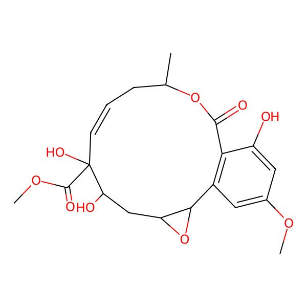 2D Structure of methyl (2R,4R,6S,7R,8Z,11S)-6,7,15-trihydroxy-17-methoxy-11-methyl-13-oxo-3,12-dioxatricyclo[12.4.0.02,4]octadeca-1(14),8,15,17-tetraene-7-carboxylate