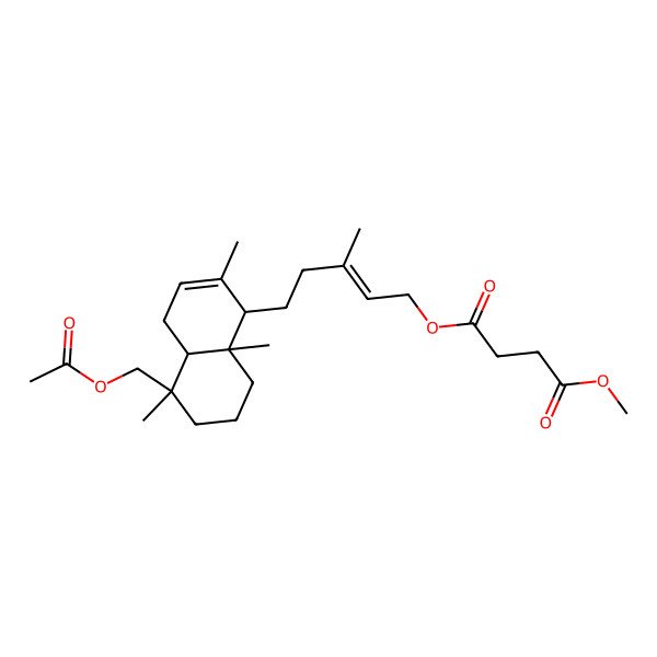 2D Structure of 4-O-[5-[5-(acetyloxymethyl)-2,5,8a-trimethyl-1,4,4a,6,7,8-hexahydronaphthalen-1-yl]-3-methylpent-2-enyl] 1-O-methyl butanedioate