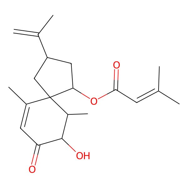 2D Structure of [(2S,4R,5R,6S,7R)-7-hydroxy-6,10-dimethyl-8-oxo-2-prop-1-en-2-ylspiro[4.5]dec-9-en-4-yl] 3-methylbut-2-enoate