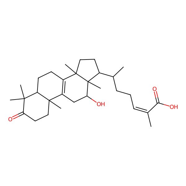 2D Structure of 6-(12-Hydroxy-4,4,10,13,14-pentamethyl-3-oxo-1,2,5,6,7,11,12,15,16,17-decahydrocyclopenta[a]phenanthren-17-yl)-2-methylhept-2-enoic acid